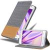 Cadorabo Custodia Libro per Samsung Galaxy Grand Prime in Grigio Chiaro Marrone - con Vani di Carte, Funzione Stand e Chiusura Magnetica - Portafoglio Cover Case Wallet Book Etui Protezione