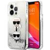 CG MOBILE KARL LAGERFELD KLHCP13LKICGLS - Custodia per iPhone 13 PRO / 13 6,1, Colore: Argento Liquido Glitter Karl&Choupette Head