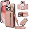 YANJIEER ESONG Cover per Samsung Galaxy A56 5G Portafoglio Case con Cordino Cinturino e Ring,Custodia A Libro In Pelle Flip Cerniera,Caso per Donna Con Porta Carte,Magnetica,Supporto Rosa