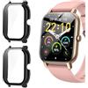 Blueshaweu Custodia per Nerunsa P66D Smartwatch 1.85 Pollici, Hard PC con Vetro Protezione Schermo Compatibile con Aptkdoe / Dotn / Ddidbi Smartwatch (Nero+Nero)