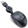 Genius Microtraveler Mouse con Cavo USB Retrattile, 3 Tasti, 1200 Dpi, Nero