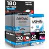Udivita 180 Batterie per Apparecchi Acustici Misura 675 PR44 Blu Zinco-Aria Phono Pulse Technology in 30 Blister da 6 Pile - 180 Batterie: 120 Rayovac + 60 Udivita
