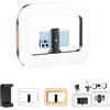 LLELEMAMO Rechargeable Selfie Portable Ring Light - Adjustable Bicolor Fill Light with Cordless Square Design, LED Mobile Video Stabilizer with Built-in 4400mAh Battery for Camera, Smartphone (Type A)