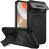 xinyunew custodia per Google Pixel 9/9 Pro/10/10 Pro con ring stand magnetico, cover militare antiurto con protezione fotocamera scorrevole compatible with MagSafe ricarica wireless Nero