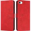 EATCYE Cover per iPhone 8 / iPhone 7 / SE 2020 (4,7 Pollici), Flip Libro Libretto Custodia in Pelle PU per iPhone 8/7/SE 2020 [Protezione Completa] [Slot per Scheda] [Funzione di Supporto] (#Rosso)