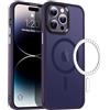 miyonsin Magnetica Cover per iPhone 14 Plus Custodia,Traslucida Texture Opaca, Anti-Impronta,Retro Resistente ai Graffi, TPU Bumper Antiurto Sottile Protettiva Case, Viola Scuro