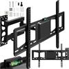 tectake® Supporto Universale Parete, Muro, TV LCD, LED, TFT, Inclinabile, Girevole, Staffa TV, VESA 600x400, Portata 60 kg 32-60, Distanza Parete 55-356 mm