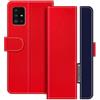 UOGNADGD Custodia in pelle Compatibile con Samsung Galaxy M31S Flip wallet cover con chiusura magnetica, supporto integrato e portacarte protezione antiurto (Rosso)