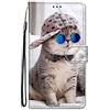 Nodigao per ZTE Blade A34 4G Cover a Libro Book Pelle PU Portafoglio Magnetica Custodia con Disegni Animale Motivo Antiurto Flip Silicone Bumper Case - Gatto