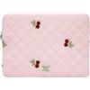 KOBONA Custodia per laptop da 11 pollici, elegante e raffinata, con motivo ciliegia trapuntata, ideale come tracolla per notebook e custodia protettiva per tablet