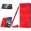 TUUNKMUY Custodia a tracolla per Motorola Moto G05, antiurto, custodia flip in pelle PU con chiusura magnetica slot per carte di credito supporto paraurti collana cover per Motorola Moto G05, rosso