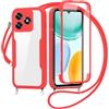 FERLAN Cover per Samsung Galaxy S21 Ultra con Cordino, 360 Gradi Antiurto Custodia con Protezione Schermo Integrata Trasparente Rugged TPU Bumper Doppia Protettiva Cover per Samsung Galaxy S21 Ultra -Rosso