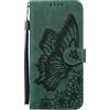 Nodigo per Samsung Galaxy A02s Cover a Libro Pelle PU Portafoglio Magnetica con Disegni Papillon Motivo Antiurto Case Flip Protettiva Silicone Bumper Belle Kawaii Custodia - verde