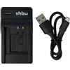 vhbw caricatore USB-C compatibile con Panasonic VW-VBX090, VW-VBX090E camera + cavo USB-C + LED