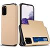 FERLAN Compatibile con Cover Portafoglio per Samsung Galaxy S20,con Porta Carte,TPU Bumper Silicone Slot Nascosto Scorrevole (Oro)