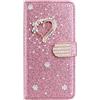 BLOTECH Portafoglio per Samsung Galaxy A20/A30 Glitter Custodia Libro Pelle con 3D Little love Wallet Flip Cover Case Or Rose PU Brillantini Strass Cristallo Stand Carta Slot Lady Girl Phone Case