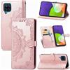 Fertuo Cover per Samsung Galaxy A22 4G / M22, Custodia Portafoglio a Libro in Pelle Flip Cover con Porta Carte, Chiusura Magnetica [Disegni di Mandala] Case Antiurto per Galaxy M22, Oro Rosa