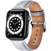 MUENShop Cinturino in Coccodrillo Compatibile con Apple Watch Cinturino di Ricambio in Vera Pelle di Alligatore 38mm/40mm Cinturino Business per iWatch Serie 5,4,3,2,1 (42mm/44mm, Grigio)