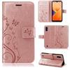 betterfon Custodia compatibile con Wiko Y81, in pelle PU di alta qualità, per Y81, motivo floreale, colore: oro rosa