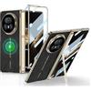 QUYISHAN Compatibile con Honor Magic V5 custodia [compatibile con ricarica wireless] robusta custodia protettiva antiurto in pelle PU con cavalletto + protezione cerniera magnetica + custodia protettiva