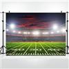 Bovlleetd 2.2x1.5m Sfondo di campo da calcio in vinile con riflettori, gioco sportivo, campo da calcio, stadio, fotografia, sfondo per ragazzi adulti, giochi all'aperto, servizi fotografici in studio