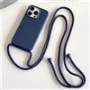 Hadwii Custodia per iPhone 15 Pro con Cordino Antiurto Cover Sottile Morbido Silicone con Laccio Collana Tracolla Regolabile Case per iPhone 15 Pro, Blu scuro