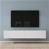 Mai & Mai Mobile TV per Televisore 160x40,2x30cm, Armadietto per TV con 2 Ante Armadietto Basso Soft-close per Soggiorno, Sala da Pranzo, Camera da Letto Fernsehschrank02, Marrone chiaro+Bianco opaco