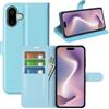 Fertuo Cover per iPhone 16, Custodia Portafoglio Cover a Libro in Pelle Flip Case con Silicone Bumper, Fibbia Magnetica, Porta Carte, Kickstand, per iPhone 16, Blu