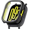 Generic Custodia Bling compatibile con Redmi Watch 5 Lite Cover rigida PC cristallo diamanti strass protettiva antiurto smartwatch senza pellicola protettiva (nero)