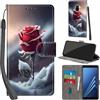 Haninsuze Cover per Samsung Galaxy A8 2018 Custodia Cover Pelle Libro Portafoglio con Porta Carte Magnetica Protezione Antiurto Cuoio Flip Case Custodia Cover per Samsung A8 2018, Rose
