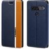 Shantime Custodia Flip in Pelle PU Bicolore con Chiusura Magnetica Invisibile Compatibile con LG G8s ThinQ, Cover Elegante e Protettiva (Blu)