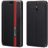 Shantime Custodia Flip in Pelle PU Bicolore con Chiusura Magnetica Invisibile Compatibile con Nokia 230, Cover Elegante e Protettiva (Nero)