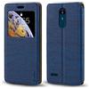 Shantime Custodia in pelle con finestra per LG K8 2018 - Blu | 5 Elegante cover magnetica invisibile con finestra trasparente, fessura per carte e supporto