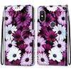 VQWQ Cover per Xiaomi Redmi Note 7, Custodia Portafoglio in Pelle PU Stampa Animale Slot per Schede Libro Supporto Cordino Chiusura Magnetica Cavalletto Flip Case Wallet per Maschio Donna-[DKS]-Viola