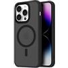 Mixroom - Cover Custodia Bumper Opaco per iPhone 16 Pro Compatibile con MagSafe Accessori Cerchio Magnetico Integrato Retro Semitrasparente Bordo Morbido in TPU Silicone Nero