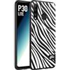 CUSTOMIZZA - Custodia cover nera morbida in tpu compatibile per Huawei P30 LITE zebrata maculata a rilievo soft touch donna bianca