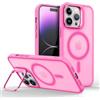 Mixroom - Cover Cavalletto per iPhone 12 PRO MAX Custodia Supporto Stand Invisibile Pieghevole Compatibile con MagSafe Cerchio Magnetico Integrato Fucsia C06