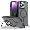 Mixroom - Cover Cavalletto per iPhone 15 PLUS Custodia Supporto Stand Invisibile Pieghevole Compatibile con MagSafe Cerchio Magnetico Integrato Nero C06