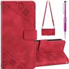 Grandoin Cover per iPhone SE 2020/8/7 con Cordino, Custodia a Portafoglio in Pelle per iPhone SE 2020/8/7 (4,7 Pollici) con Collana Laccio Tracolla, Slot Schede Flip Caso Cover a Libro (Rosso)