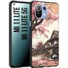 CUSTOMIZZA - Custodia cover nera morbida in tpu compatibile per Xiaomi Mi 11 Lite/Mi 11 Lite 5G casa giapponese rosa ciliegio in fiore disegnata tattoo