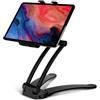 moex View Mount Supporto per tablet e cellulare regolabile in altezza, supporto per tablet e supporto da parete girevole a 360 gradi, stabile supporto in alluminio per iPhone, iPad, Samsung Tab - Nero