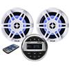 PIMAR marine equipment PIMAR Kit stereo con casse bianche led 150 WATT + telecomando presa usb radio bluetooth accessori barca gommone nautica (KIT STEREO CON 2 CASSE)