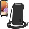 WenBaby Cover Compatible con Samsung Galaxy A32 4G,Cellulare Girocollo Custodia con Cordino TPU Corda Silicone Case Bumper per Samsung Galaxy A32 4G Custodia, Nero