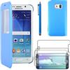 ebestStar - Cover Compatibile con Samsung S6 Edge + Galaxy SM-G928F Edge Plus Custodia Portafoglio Protezione Libro Flip con Finestra View + Penna +3 Pellicole plastica, Blu