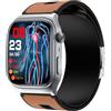 Domars Smartwatch con Analisi Pressione Sanguigna Abilitata alla Pompa, Orologio Schermo AMOLED HD da 2.06 Pollici, Informazioni ECG, Modalità di Movimento Multiplo AI, Batteria da 530 mAh (Marrone)