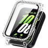 Generic Custodia Bling compatibile con Samsung Galaxy Fit 3 con pellicola protettiva in vetro temperato, bumper rigido antiurto antigraffio copertura completa lucida per Galaxy Fit 3 SM-R390 (trasparente)