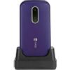 Doro 6620 - Telefono cellulare sbloccato 3G a conchiglia per anziani, con schermo da 2,8, pulsante SOS con GPS, tasti parlanti e base di ricarica inclusi, colore: Viola