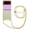 VIPAVA Per Samsung Z Flip 4 3 5 Custodia per cordino a tracolla Custodia per telefono sfumata colorata per Samsung Galaxy Z Flip 5 4 Cover con cinturino per collana, rosa giallo, per Samsung Z Flip 4