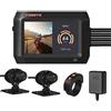 VSYSTO 3 pollici moto dash cam IPS schermo ad alta definizione WiFi GPS di monitoraggio automatico di parcheggio off/on visione notturna impermeabile doppia 1080P anteriore e posteriore