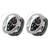 MGUEIAO [2 Pack Bling Diamante Cover Compatible con Samsung Galaxy Watch 8 44mm,Custodia Rigida con Vetro Temperato,Protezione Totale Ultra Sottile HD Clear Pellicola Protettiva-d'Argento